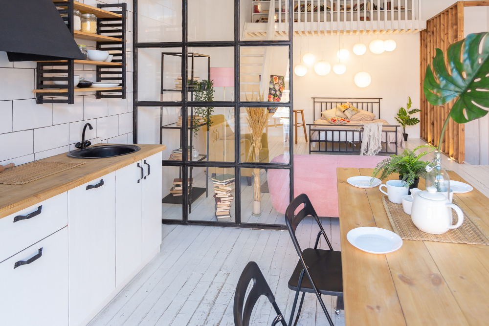 séparer une cuisine et un salon dans un petit espace